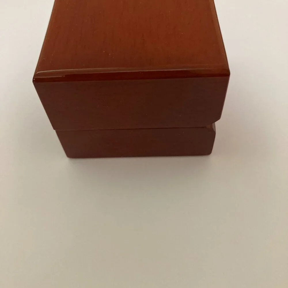 Lacquered Brown Wood Ring Box
